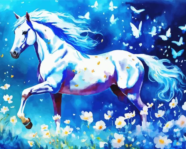 flowers and horse art Diamond With Numbers Flowers And Horse Art Diamond Painting