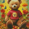 Flowers And Teddy Bear Art Diamond Painting