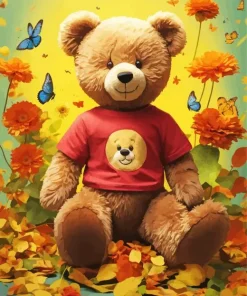 Flowers And Teddy Bear Art Diamond Painting