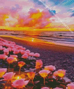 Flowers On The Beach Diamond Painting
