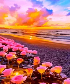 Flowers On The Beach Diamond Painting