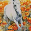 Fresian Horse White Art Diamond Painting