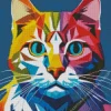 Geometric Abstract Kitty Diamond Painting