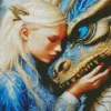 Girl And Blue Dragon Art Diamond Painting
