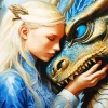 Girl And Blue Dragon Art Diamond Painting