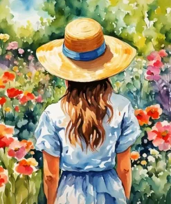 Girl In A Garden Art Diamond Painting