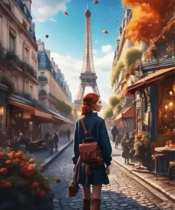 Girl In Paris Art Diamond Painting