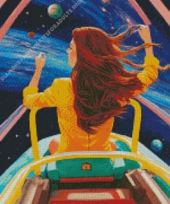 Girl In Space Illustration Diamond Painting