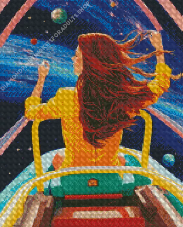 girl in space illustration Diamond Dotz Girl In Space Illustration Diamond Painting