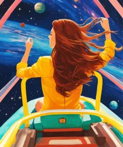 Girl In Space Illustration Diamond Painting
