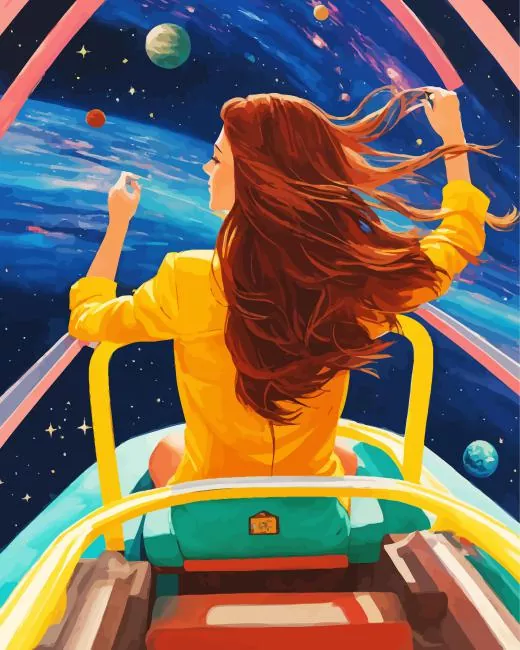 girl in space illustration Diamond With Numbers Girl In Space Illustration Diamond Painting