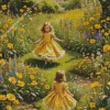 Girls With Yellow Dress Diamond Painting