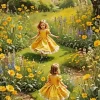 Girls With Yellow Dress Diamond Painting