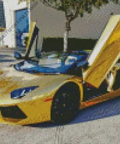 Golden Lamborghini Diamond Painting