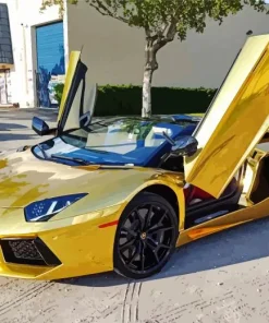 Golden Lamborghini Diamond Painting