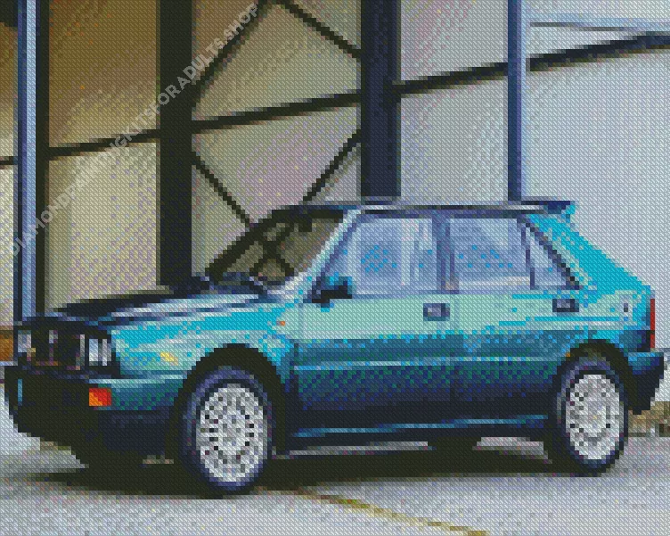 green lancia car Diamond With Numbers Green Lancia Car Diamond Painting