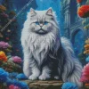 Grey Persian Cat Flowers Diamond Painting