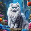 Grey Persian Cat Flowers Diamond Painting