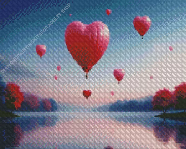 heart air balloon Diamond By Numbers Heart Air Balloon Diamond Painting