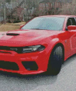 Hellcat Charger Red Diamond Painting