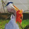Heron Eating Fish Diamond Painting