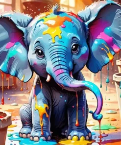 Little Colorful Elephant Art Diamond Painting