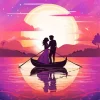Lovers On Boat Diamond Painting