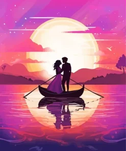 Lovers On Boat Diamond Painting