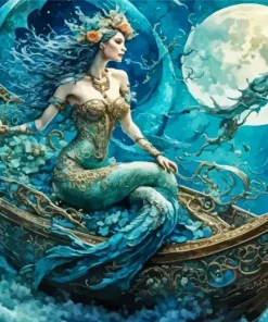 Mermaid On Boat Diamond Painting