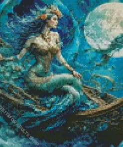 Mermaid On Boat Diamond Painting
