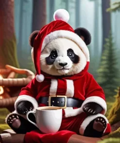 Panda Celebrating Christmas Diamond Painting