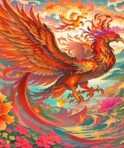 Red Flying Phoenix Diamond Painting