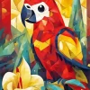 Red Geometric Parrot Diamond Painting