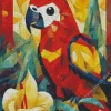Red Geometric Parrot Diamond Painting