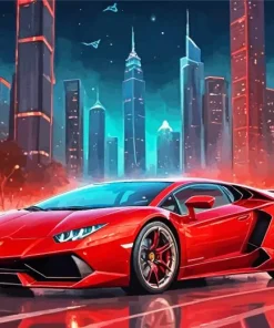 Red Lamborghini Diamond Painting