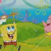 Spongebob And Patrick Jellyfishing Diamond Painting
