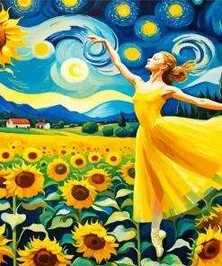 Starry Night Elegant Ballet Diamond Painting