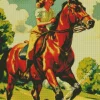 Vintage Lady And Horse Art Diamond Painting