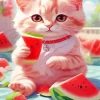 Watermelon Cat Diamond Painting