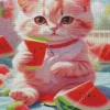 Watermelon Cat Diamond Painting