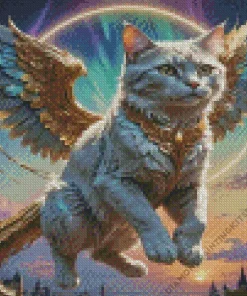 White Flying Cat Art Diamond Painting
