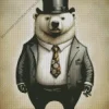 White Gangster Polar Bear Diamond Painting