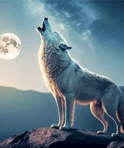 Wolf In The Moon Diamond Painting