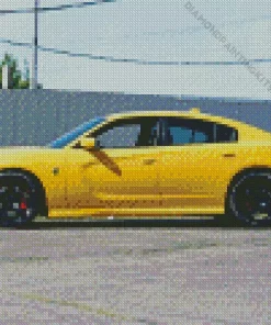 Yellow Dodge Charger Hellcat Diamond Painting