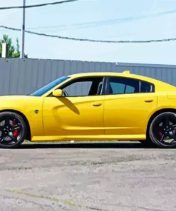 Yellow Dodge Charger Hellcat Diamond Painting