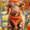 Autumn Brown Highland Calf Diamond Painting