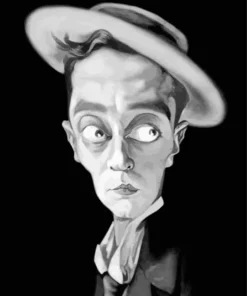 Black And White Buster Keaton Caricature Diamond Painting