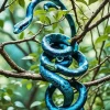 Blue Snake On Branch Diamond Painting