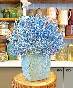 Blue Baby Breath Bouquet In A Vase Diamond Painting