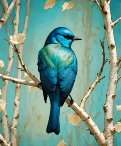Blue Bird On Branch Diamond Painting